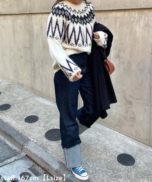 「DISCOAT」 デニムパンツ LARGE サックスブルー レディース_画像4