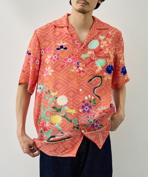 アロハシャツ シャツ 「NIPOALOHA/二ポアロハ」SILK CUPRO SHORT SLEEVE ALOHA SHIRT メンズの画像