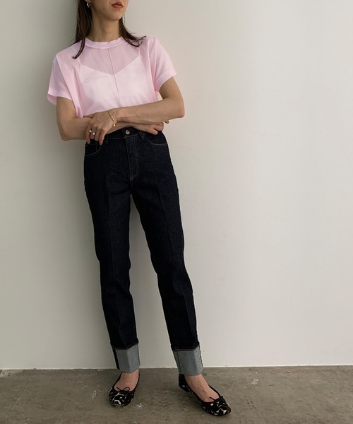 「MADEMOISELLE ROPE'」 半袖Tシャツ 38 ピンク レディース_画像5