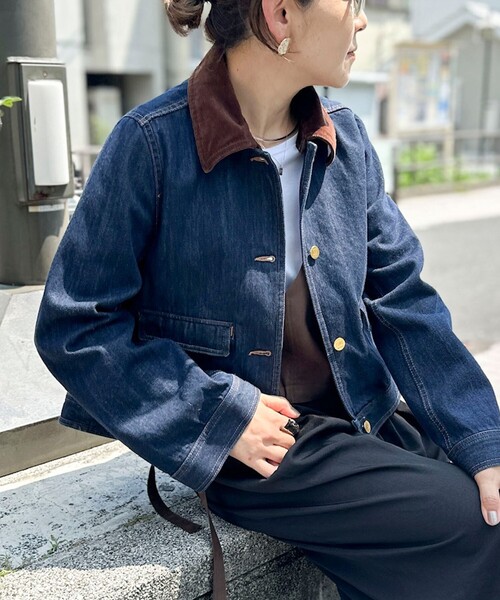 Rie Miller リエミラー ブラウス M 紺 リエミラー Rie Miller RM denimフリルギャザーデニム 公式通販