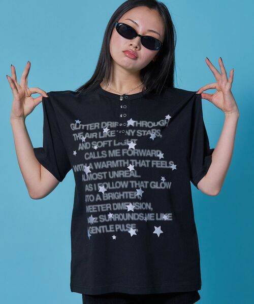 「SEQUENZ」 半袖カットソー LARGE ブルーグレー レディース_画像2
