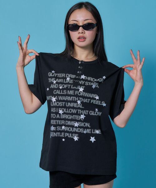「SEQUENZ」 半袖カットソー LARGE ブルーグレー レディース_画像3
