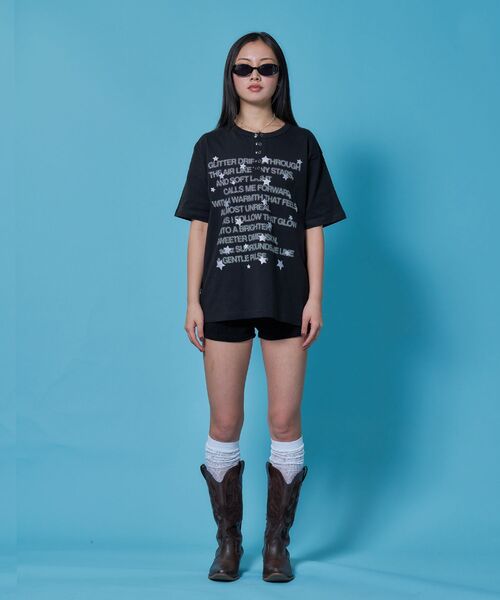 「SEQUENZ」 半袖カットソー LARGE ブルーグレー レディース_画像6