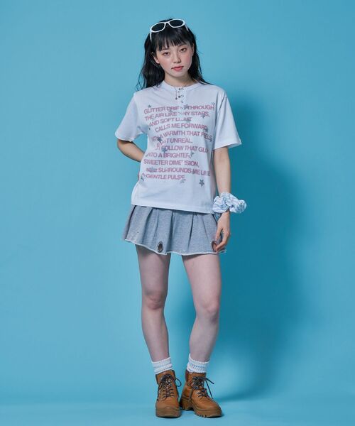 「SEQUENZ」 半袖カットソー LARGE ブルーグレー レディース_画像9