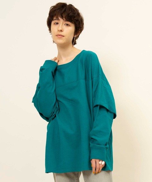 tシャツ インレイレイヤードプルオーバー レディース