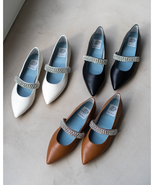 パンプス ポインテッドトゥ フラット ビジューベルト : ZOZOTOWN Yahoo