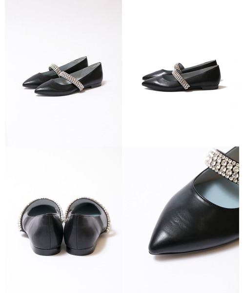 パンプス ポインテッドトゥ フラット ビジューベルト : ZOZOTOWN Yahoo