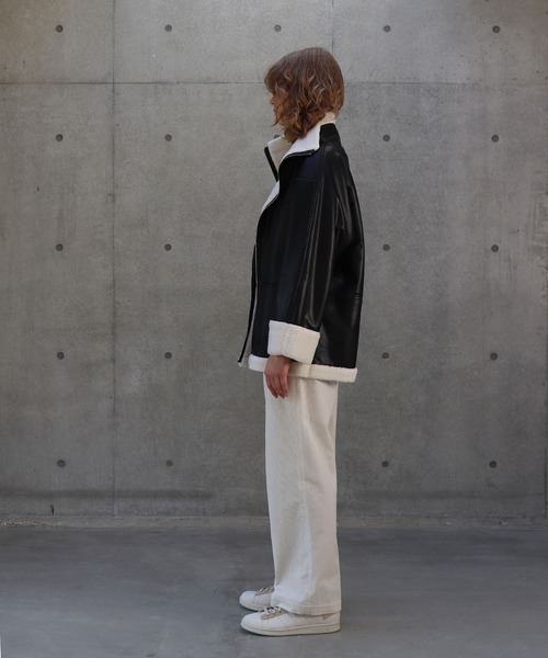 DRESSLAVE ブルゾン アウター fake leather×boa over zip blouson  