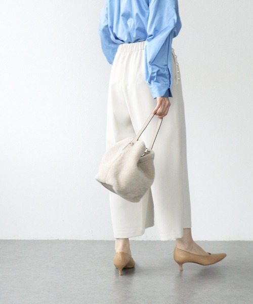 Jines（ジネス） パンツ パール付ガウチョパンツ レディース