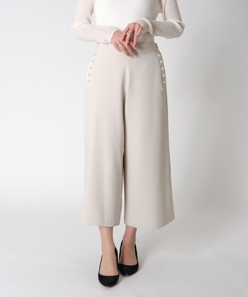 Jines（ジネス） パンツ パール付ガウチョパンツ レディース