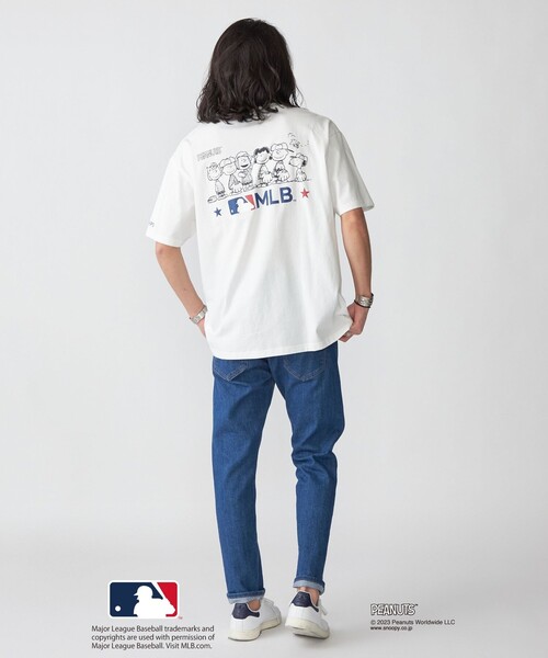 スヌーピー オーバーサイズTシャツ ネイビー PEANUTS tシャツ オラフ/スヌーピー オーバーサイズポケット T