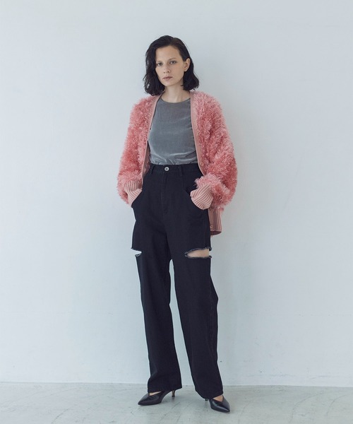 DRESSLAVE カーディガン feather yarn over size cardigan