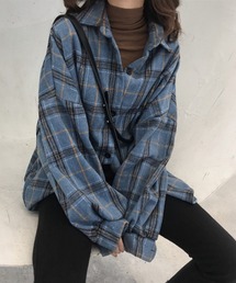 ブラウス シャツ 異素材チェックパターンオーバーシャツ レディース CORNERS ブラウス シャツ オーバーサイズチェックシャツ