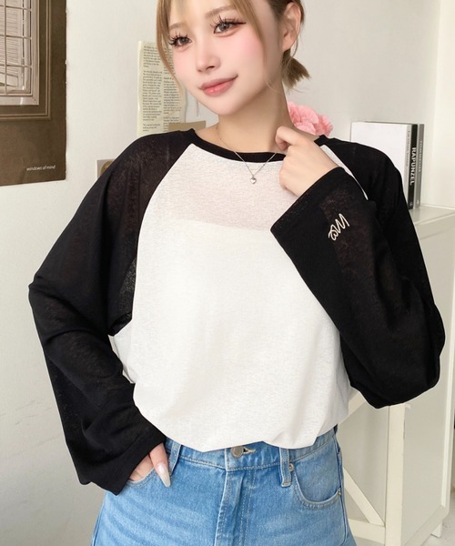 moment+ tシャツ 配色ラグランシアーロンT レディース : ZOZOTOWN