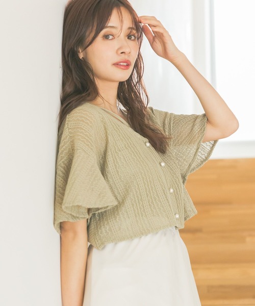 カーディガン 「追加1」ラッセルレースアンサンブルSS　104216 レディース mysty woman カーディガン 「追加1」ラッセルレースアンサンブル