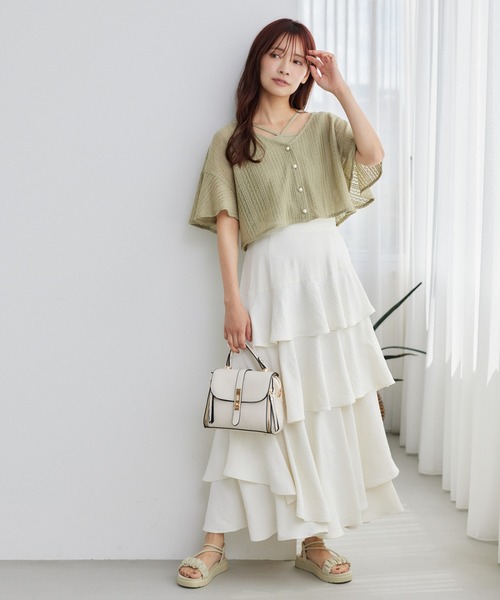 カーディガン 「追加1」ラッセルレースアンサンブルSS　104216 レディース mysty woman カーディガン 「追加1」ラッセルレースアンサンブル
