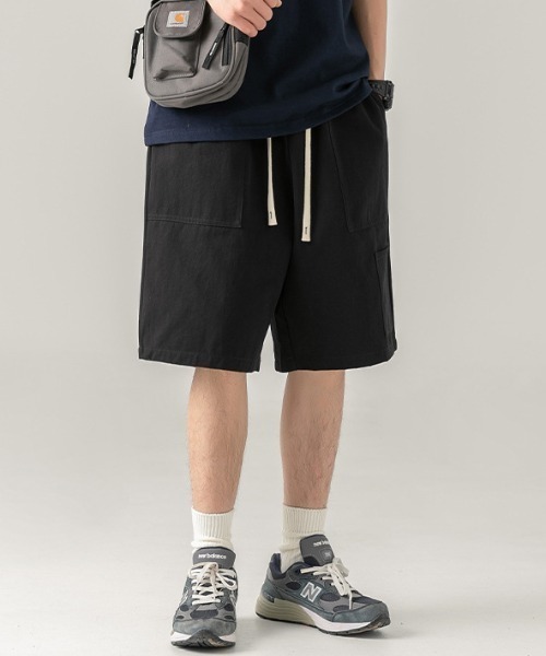 ハーフパンツ パンツ ウエスト紐 ベーシックハーフパンツ メンズ