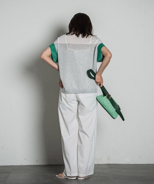 ニット セーター UVカット配色ハイゲージニットPO「手洗い可能」 レディース MAYSON GREY ニット セーター UVカット配色ハイゲージニットPO