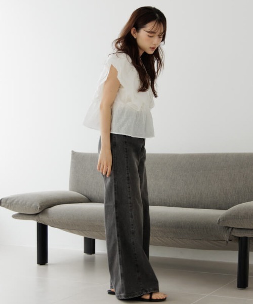 ブラウス シャツ FLOWER MICRO TOP レディース flower（ファッション） ブラウス シャツ バタフライブラウス