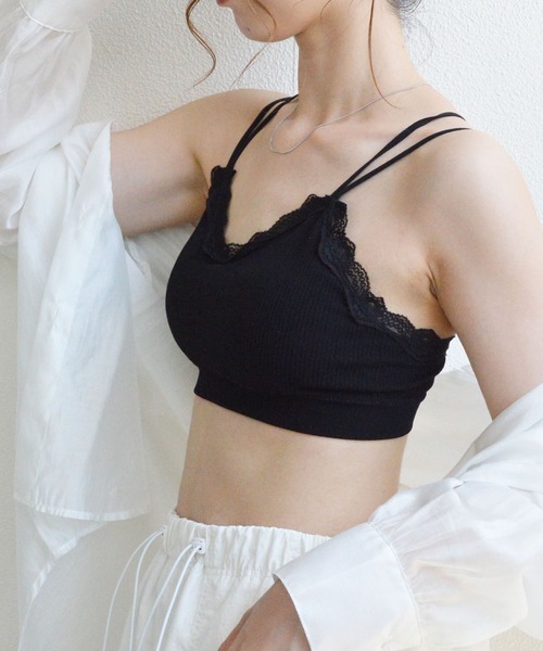 styiro キャミソール カップ付きバッククロスストラップレース