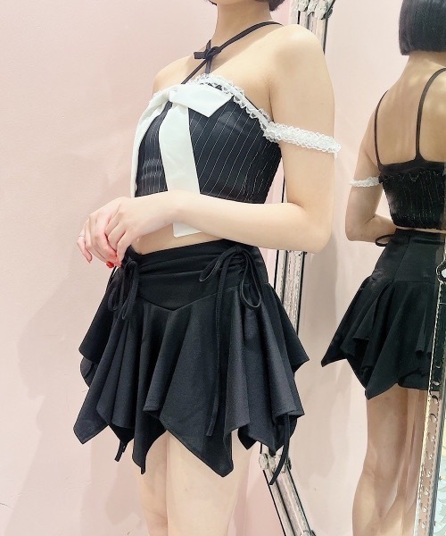 lilLilly バイカラーリボンレースビスチェ lilLilly チューブトップ ベアトップ バイカラーリボンビスチェ
