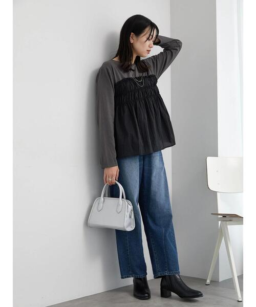 tシャツ Tシャツ LC LLL ヨークギャザーカットソー 布帛切替