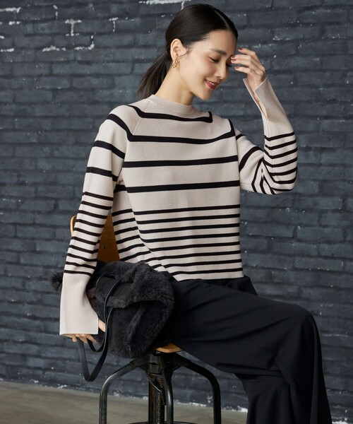 自由区　ウールミラノボーダー ニット 自由区（ジユウク） ニット セーター ウールミラノボーダー ニット