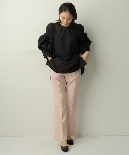 美品　CADUNE カデュネ レーシーフリルブラウス　ブラック　38 美品 CADUNE カデュネ レーシーフリルブラウス ブラック 38