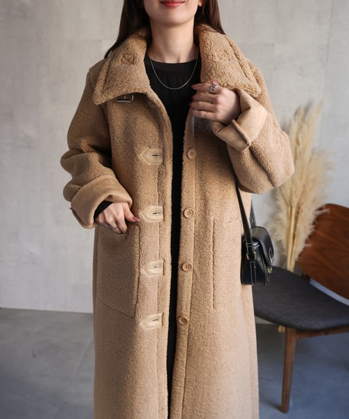 sakishimatokyo ムートンコート ボアコート シングルブレスト