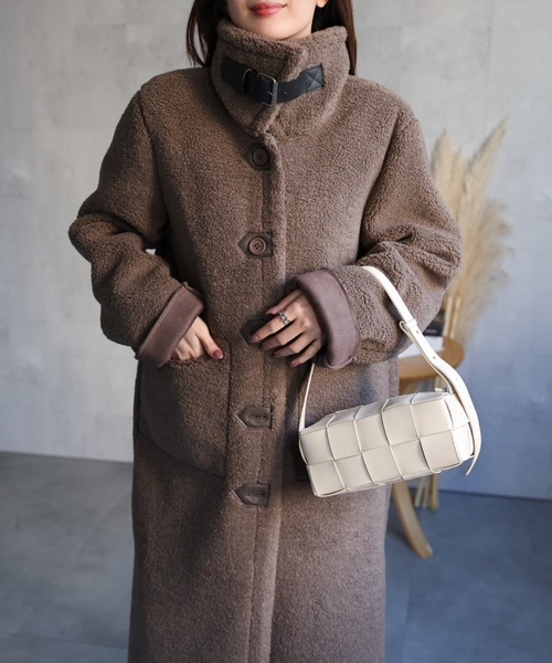 sakishimatokyo ムートンコート ボアコート シングルブレスト