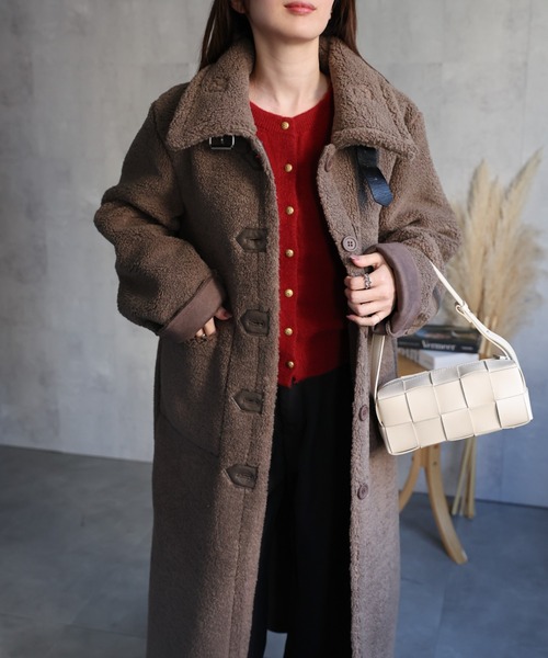 sakishimatokyo ムートンコート ボアコート シングルブレスト