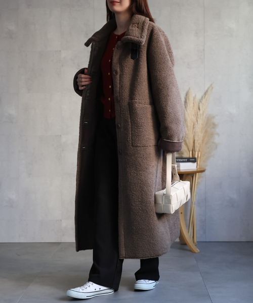 美品！ムートンコート sakishimatokyo ムートンコート ボアコート シングルブレスト