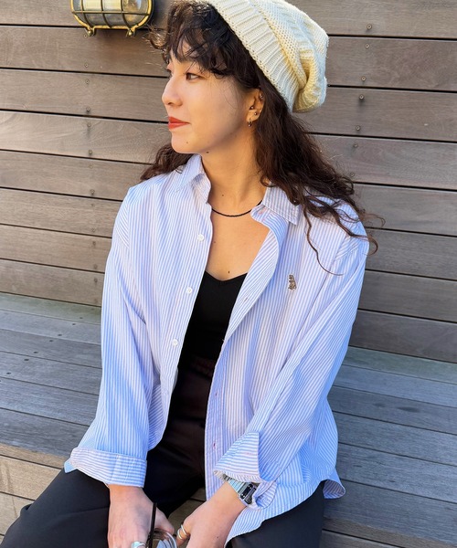 rosymonster✴︎ストライプシャツブルゾン メゾンキツネ MAISON KITSUNE フォックスヘッド クラシック