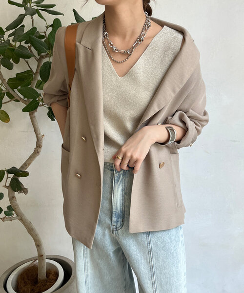 ニット セーター ２WAYラメニットタンク レディース DouDou ニット セーター 前後2WAYラメニットタンク レディース