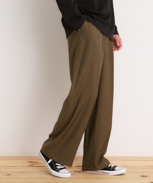 ワイドスラックス 約Lサイズ THE SHOP TK パンツ ツータックワイドストレートスラックス