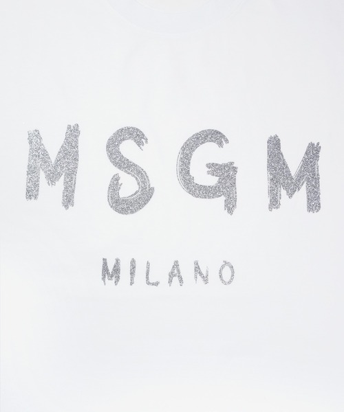 ★MSGM★グリッターブラシドロゴ半袖ワンピース ☆MSGM☆グリッターブラシドロゴ半袖Tシャツ MSGM グリッター T