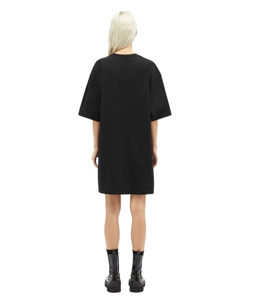 ★MSGM★グリッターブラシドロゴ半袖ワンピース MSGM ワンピース 「NEW」MSGM ブラッシュロゴ Tシャツワンピース