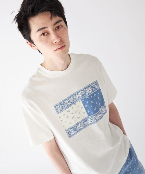 [ ] ペイズリー フラッグ Tシャツ (gray) TOMMY JEANS tシャツ リラックスペイズリーフラッグTシャツ