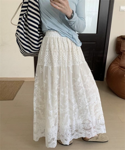 良品♡EIKO KONDO レース使い変形 ロングスカート FREE STYLISTS スカート 総レースロングスカート : ZOZOTOWN