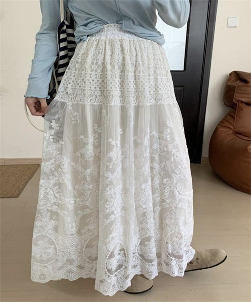 試着のみ♪総レース　ロングスカート FREE STYLISTS スカート 総レースロングスカート : ZOZOTOWN