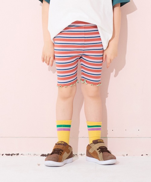 100サイズ　男の子　新品未使用 MARKEY'S パンツ 先染めボーダーバイカーパンツ キッズ 子供服