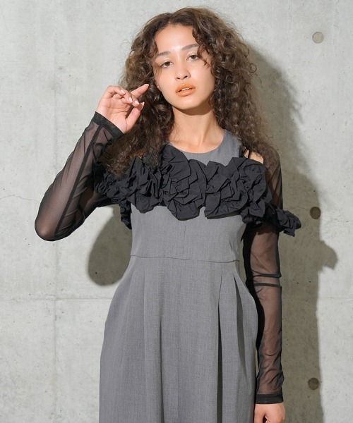 DONOBAN ワンピース 「ANDRESD」ruffled bustier pants dress