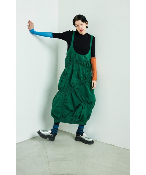 OMMO（オーエムエムオー） ワンピース IRREGULAR SHIRRING COCOON CAMI
