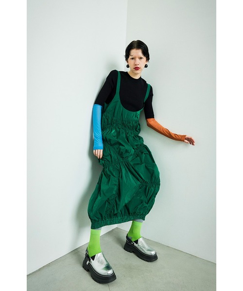 OMMO（オーエムエムオー） ワンピース IRREGULAR SHIRRING COCOON CAMI