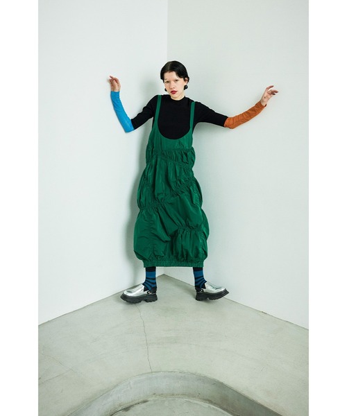 OMMO（オーエムエムオー） ワンピース IRREGULAR SHIRRING COCOON CAMI