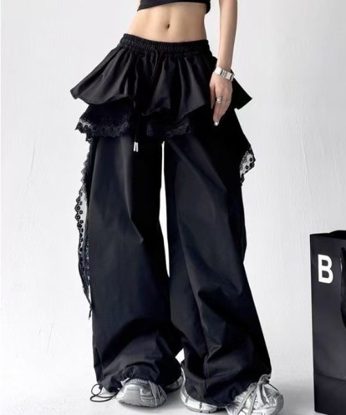 zhang様、専用商品です。 AsRiRe スウェットパンツ ジャージ レース付きレイヤード風ワイド