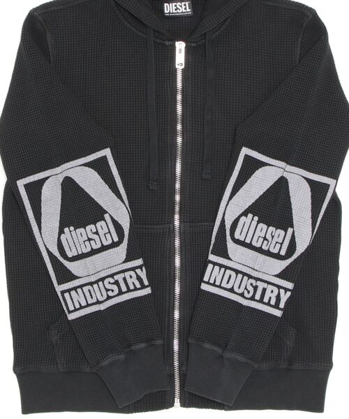 DIESEL ブラック ジップアップパーカー DIESEL ディーゼル ジップアップパーカー メンズ フーディー
