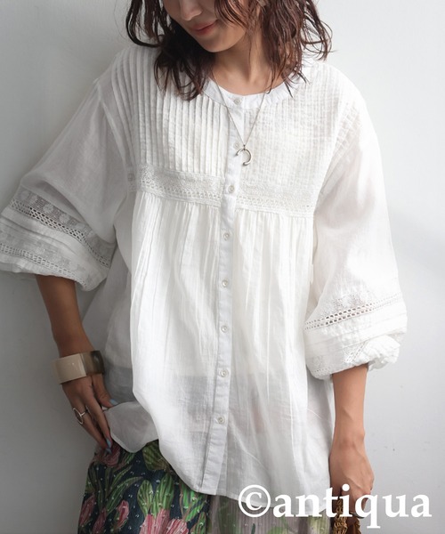 ブラウス シャツ 刺繍デザインブラウス/洗える レディース antiqua ブラウス シャツ 刺繍ブラウス レディース : ZOZOTOWN
