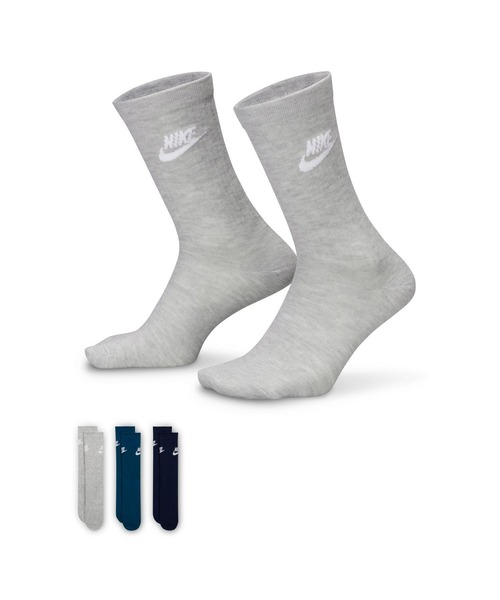 NIKE（ナイキ） 靴下 U 3P ESS CREW SOCKS ソックス DX5025 912GRY/NVY