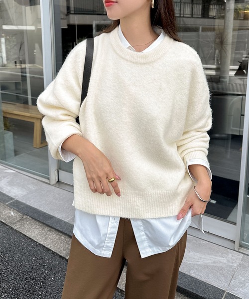 andme（アンドミー） ニット セーター ボリューム袖クルーネックニット 